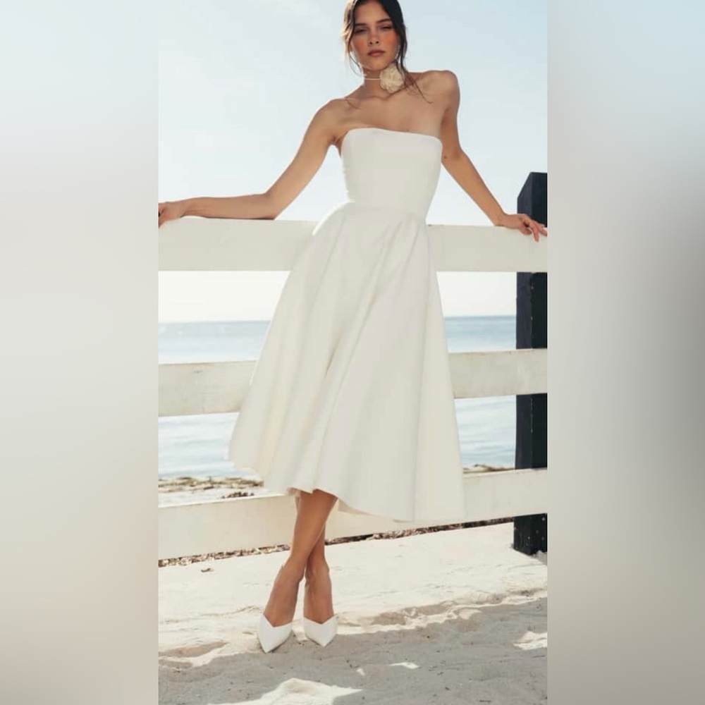 Jenny Yoo Carrie White Strapless Dress